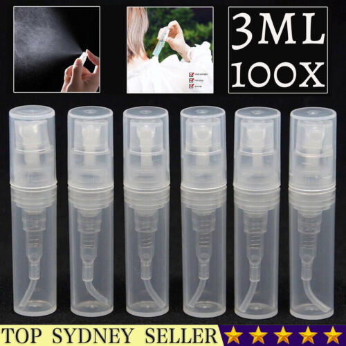 100PCS 3ml Plastic Perfume Bottle Atomizer Pump Spray Comestic Container Clear