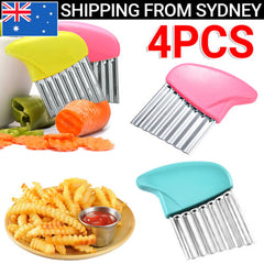 4x Stainless Steel Crinkle Cutter Wavy Vegetable Potato Chip Slicer Knife Blade