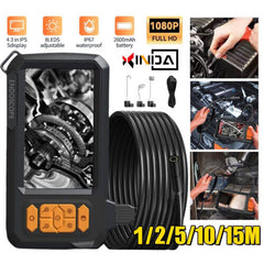 Lndustrial Borescope Lens 1080P 4.3" Camera 8mm Endoscope Screen Lnspection Car