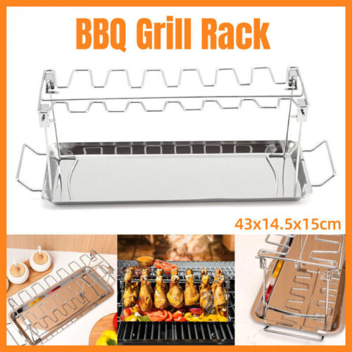 Foldable Stainless Steel Barbecue Grill Rack for Chicken Legs Outdoor Cooking