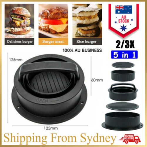 2/3PCS 5in1 Hamburger Press Meat Pie Mould Non-stick Burger Patty Maker Tools AU