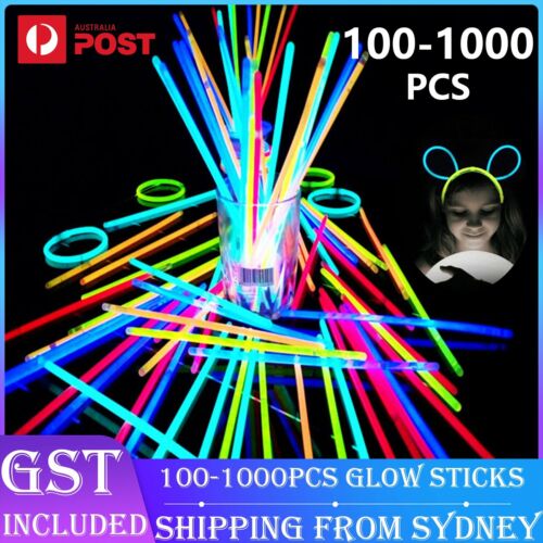 100-1000 Mixed Colour Glow Sticks Bracelets Party Glow In the Dark Glowsticks AU