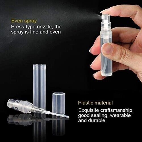 100PCS 3ml Plastic Perfume Bottle Atomizer Pump Spray Comestic Container Clear
