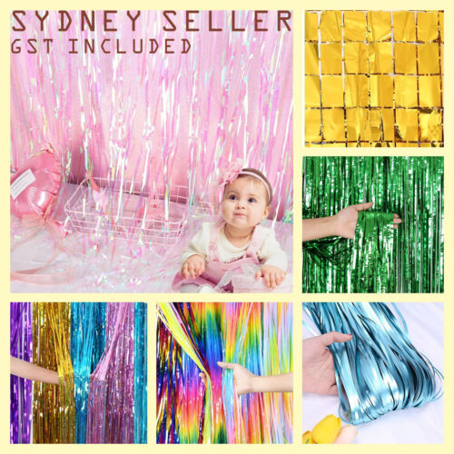 2M Tinsel Curtain Foil Metallic Fringe Backdrop Party Door Decorations Event New