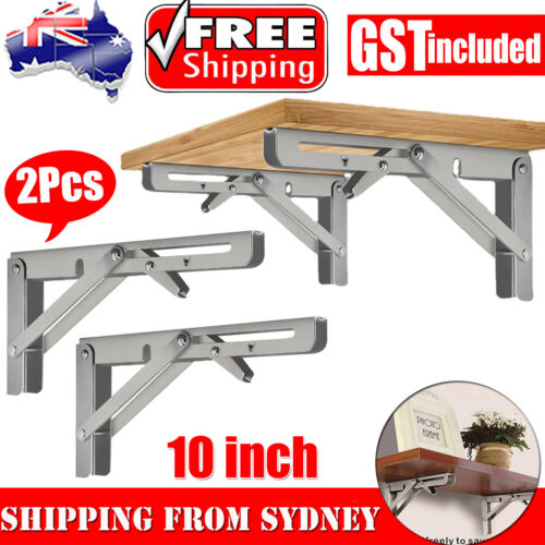 2PCS Stainless Steel Folding Table Bracket Shelf Bench Load Heavy Duty