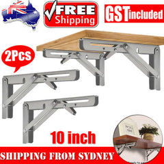 2PCS Stainless Steel Folding Table Bracket Shelf Bench Load Heavy Duty