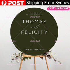 60cm Black Round Acrylic Board Wedding Welcome Sign Circle Baby Shower Engagemen