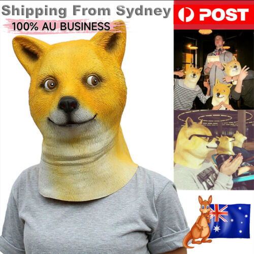 1X Dog Latex Head Mask Creepy Animal Halloween Costume Theater Creepy Party Toys