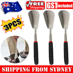 3PCS 75cm Telescopic Long Handle Shoehorn Stainless Steel Shoe Horn Lifter Tool