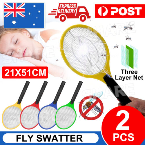 2x Electric Bug Zapper Tennis Racket Mosquito Fly Swatter Insect Killer Handheld