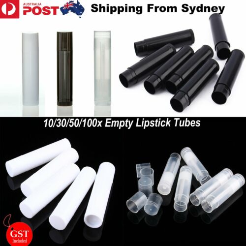 10/30/50/100x Empty lipstick Plastic Lip Balm Container Tubes Caps 5g DIY Balm T