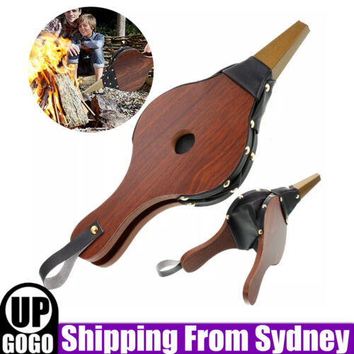 Fireplace Bellows Wooden Air Blower Cast Nozzle Hand Bellow Pump Fire Tool S/M/L
