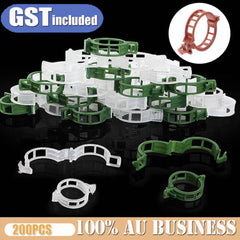 200PCS Tomato Greenhouse Ties Veggie Plant Support Clips Garden trellis Stake AU