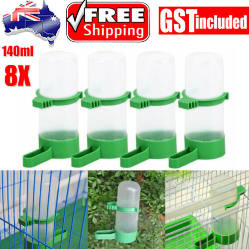 8PCS Pet Drinker Food Feeder Water Dispenser Clip For Cage Bird Parrot Cockatiel