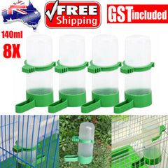 8PCS Pet Drinker Food Feeder Water Dispenser Clip For Cage Bird Parrot Cockatiel