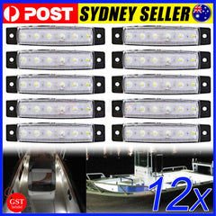12X Marine Boat 6 LED Lamp White Cabin Deck Courtesy Light Stern Transom Lights