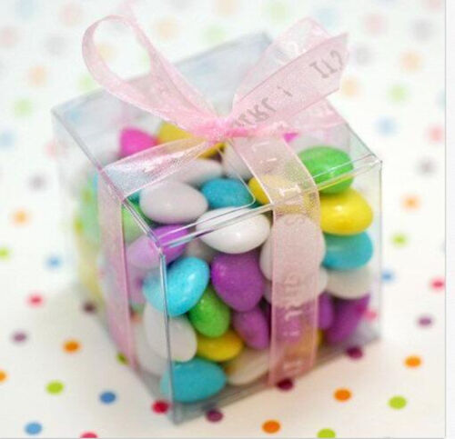 200pcs CLEAR PVC Gift Boxes Plastic Cube Transparent Display Case Square Box Pac