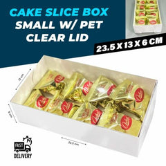 CAKE BOXES CAKE SLICE BOX SMALL W/CLEAR LID 23.5x13x6CM 10Pk Gift Cupcake Boxes