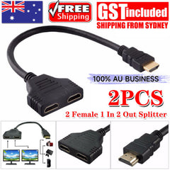2PCS Splitter 1 Male to 2 Female Cable Port Convert Split Cable 1 in 2 out Cable