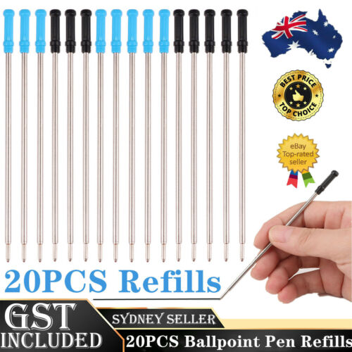 Pack of 20 Ballpoint Pen Refills Black Ink 1mm Nib Medium Replacement for Cross