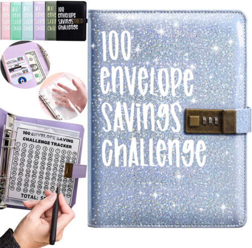 100 Days-Envelope Saving Money Book Budget Savings Challenge Binder with Lock