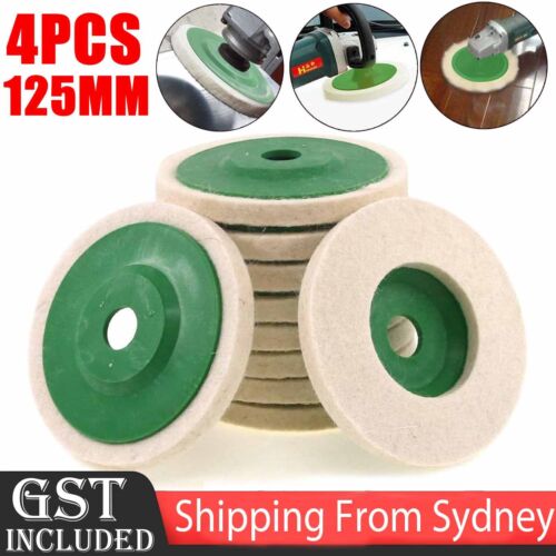 4pcs 5inch Wool Buffing Grinder Wheel Felt Polishing Disc Pad Set Tool 125mm AU