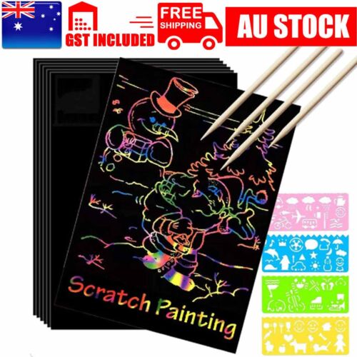Scratch Paper Creative Art Rainbow Painting DIY Sketch bamboo pen kids Crafts
