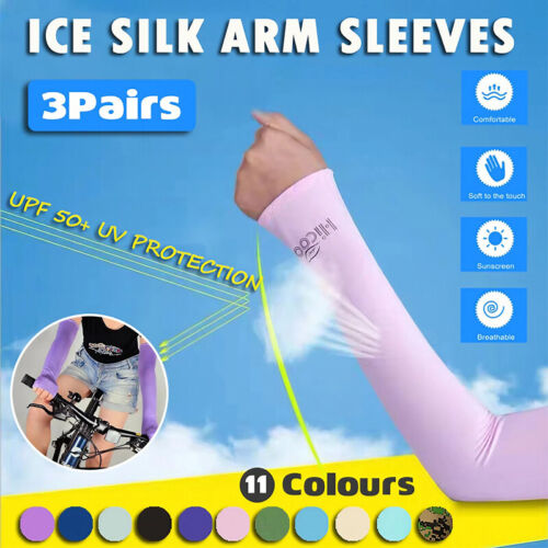 3 Pairs Cooling Sport Arm Stretch Sleeves Sun UV Protection Covers Cycling Golf