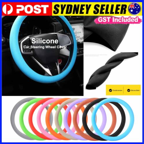 Car Steering Wheel Cover Protector Universal Leather Texture Silicone