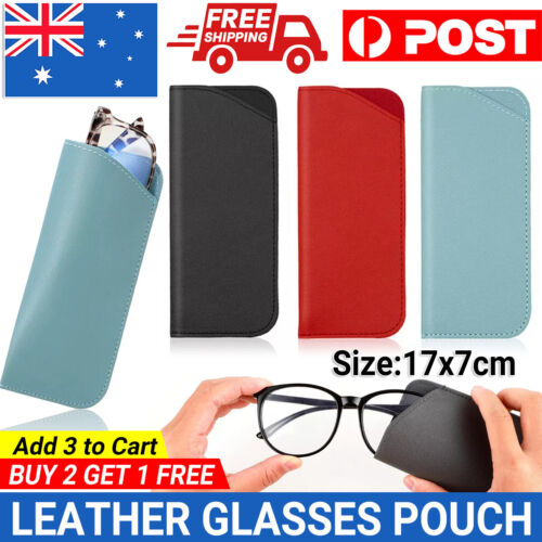 Leather Eyeglass Sunglasses Reading Glasses Case Soft Pouch Bag Pocket -3 Colour