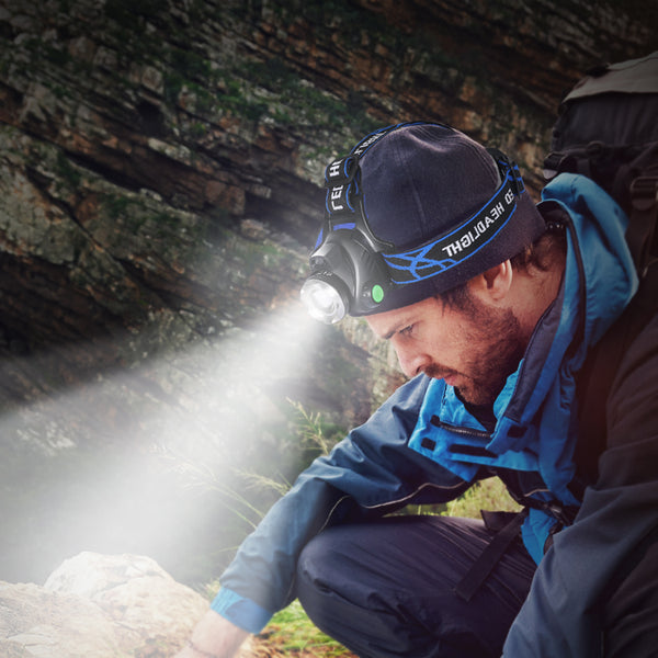LED Outdoor Headlamp Camping Headlight Flashlight Head Torch Light Rechargeable - Lets Party