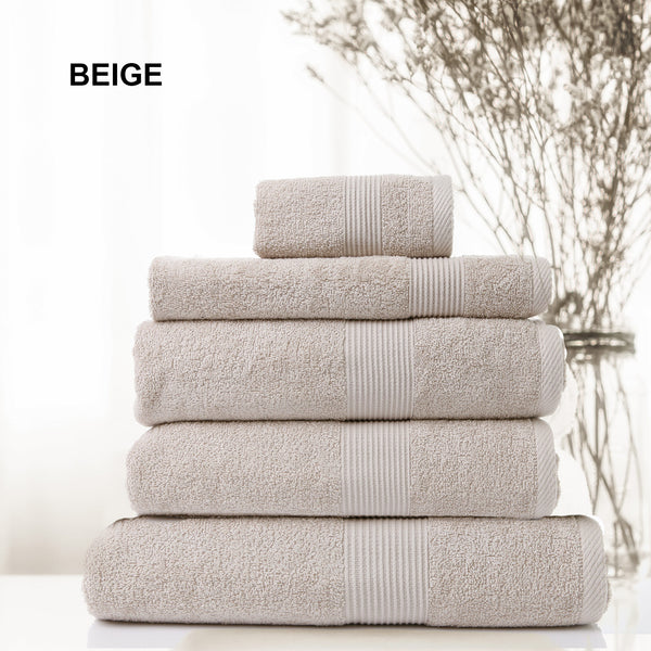 Royal Comfort Cotton Bamboo Towel 5pc Set - Beige - Lets Party