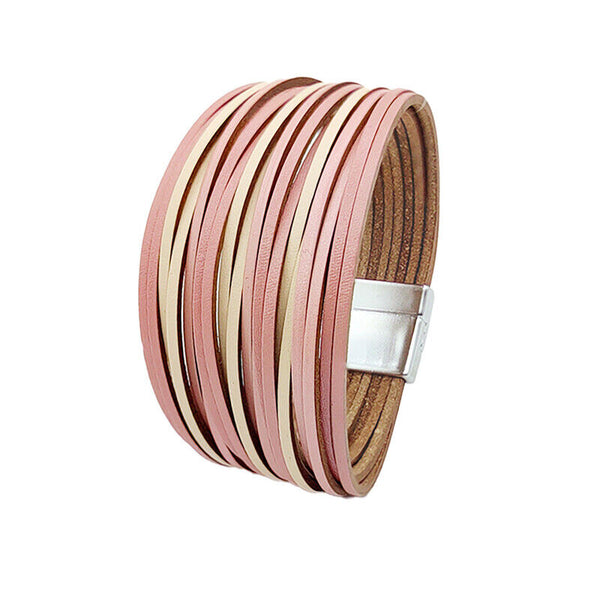 Multiple Gradient Leather Wristband Bracelet Bangle Magnetic Clasp Bracelet AU
