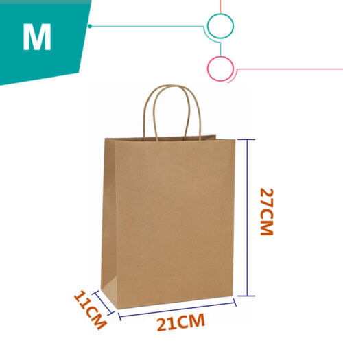 Bulk Kraft Paper Bags Gift Shopping Carry Craft Retail Bag with Handle Brown NEW