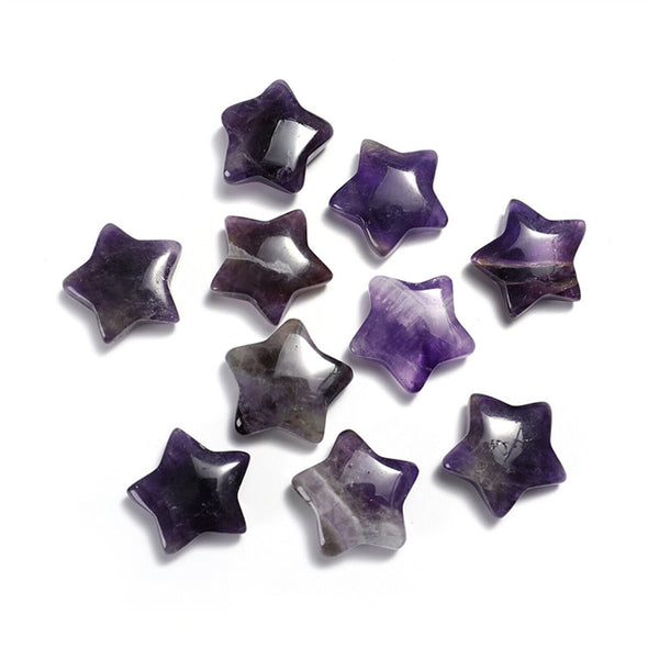 4X Natural Crystal Quartz 3CM Star Carved Worry Pocket Gemstone Healing Stone AU