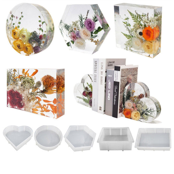 Large Crystal Epoxy Resin Mold Geometry Cube Specimen Love Heart Round Mould DIY