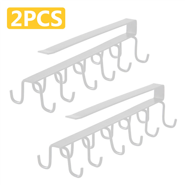 12 Hook Mug Cup Rack Holder Under Shelf Kitchen Cabinet Metal Hanger Wardrobe AU