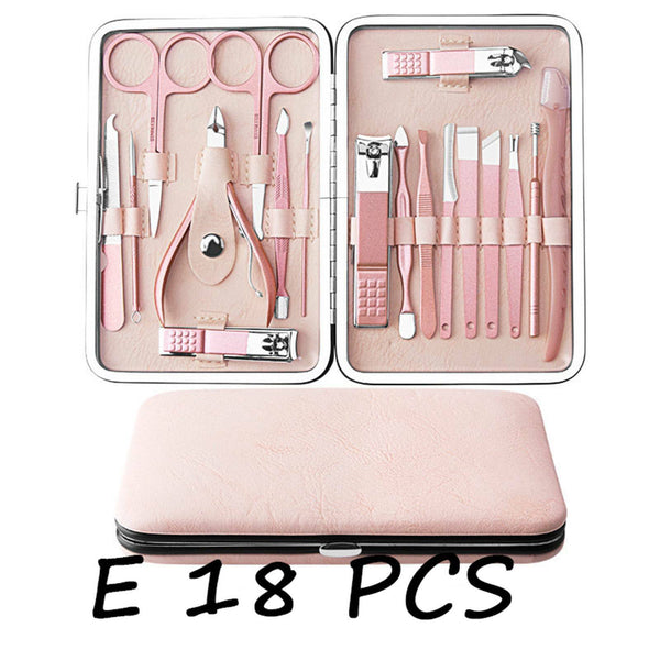 5 Styles Manicure Pedicure Set Stainless Nail Clippers Kit Cuticle Grooming Case