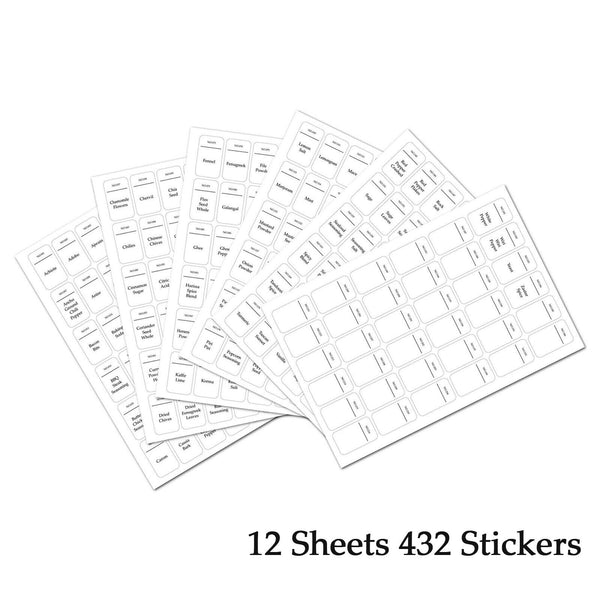 216/432Pcs DIY Spice Storage Jar Labels Stickers Decals Pantry Kitchen Labels AU
