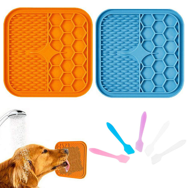 Silicone Dog Pet Lick Mat Pad Boredom Buster Slow Feeder Bath Grooming Helper AU