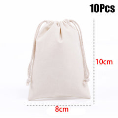 100PCS 7 Sizes Drawstring Storage Bags Calico Bags Linen Tote Gift Bag Bulk AUS