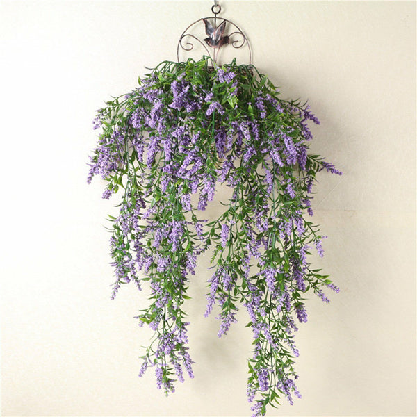 4PCSHanging Artificial Plants Fake Lavender Home Porch Decor Party Vine Flower