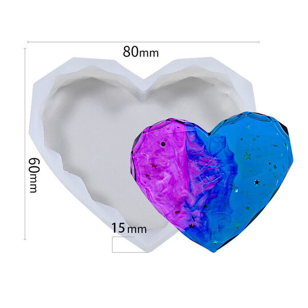 2x Coaster Resin Casting Heart Mold Silicone Agate Making DIY Mould Tool Craft