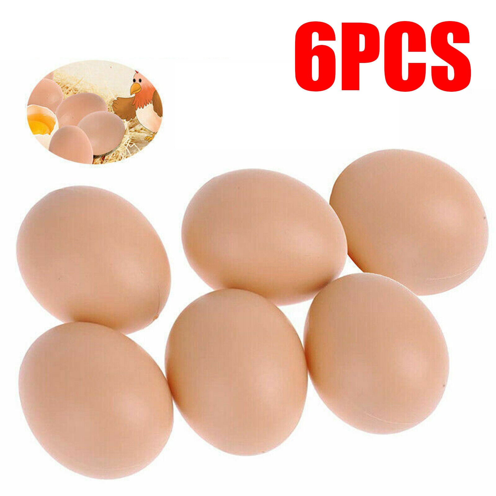 6-24x Plastic Fake Chicken Eggs Poultry Layer Coop Hatching Simulation Dummy Egg