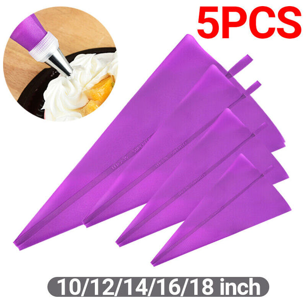 Reusable Silicone Pastry Bag Kit DIY Icing Piping Bags Cream Cake Decorating AU