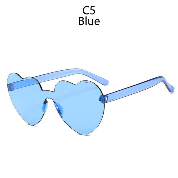 2PCS Love Heart Shape Sunglasses Clear Lens Rimless Festival Glasses Dress Party