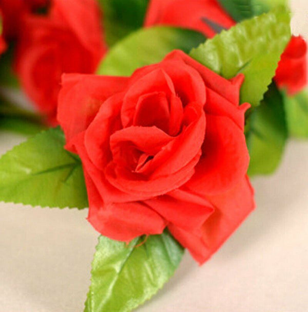 2.4M Artificial Silk Rose Flowers Fake Vine Ivy Hanging Garland Floral Wedding