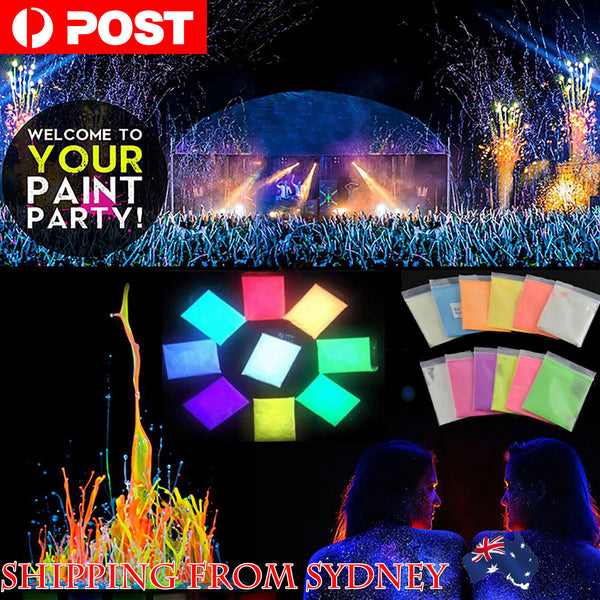 8 Colours Luminous Glow in the Dark Powder Glitter Fluorescent Nail Pigment AU