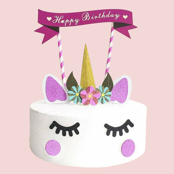 Unicorn Birthday Party Decoration Cake Topper Candy Bag Cake Wrappers Kit