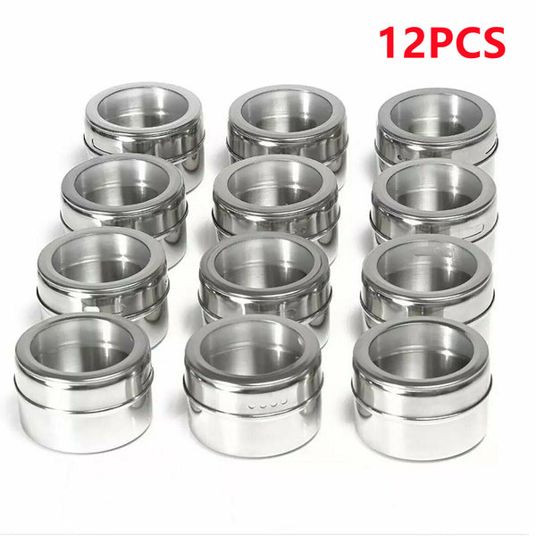 12/24X Kitchen Spice Jars Pot Holders Storages Stainless Steel Glass Plastic AUS